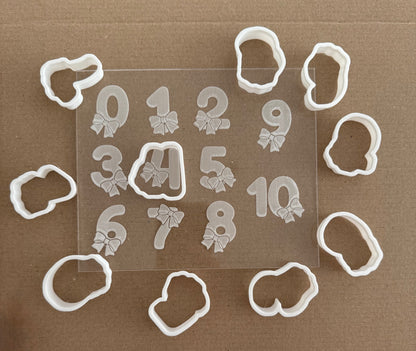 Bow numbers set debossing + matching cutter 1 to 10