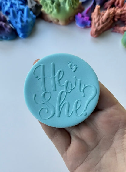 He or She - Baby Shower Debossing