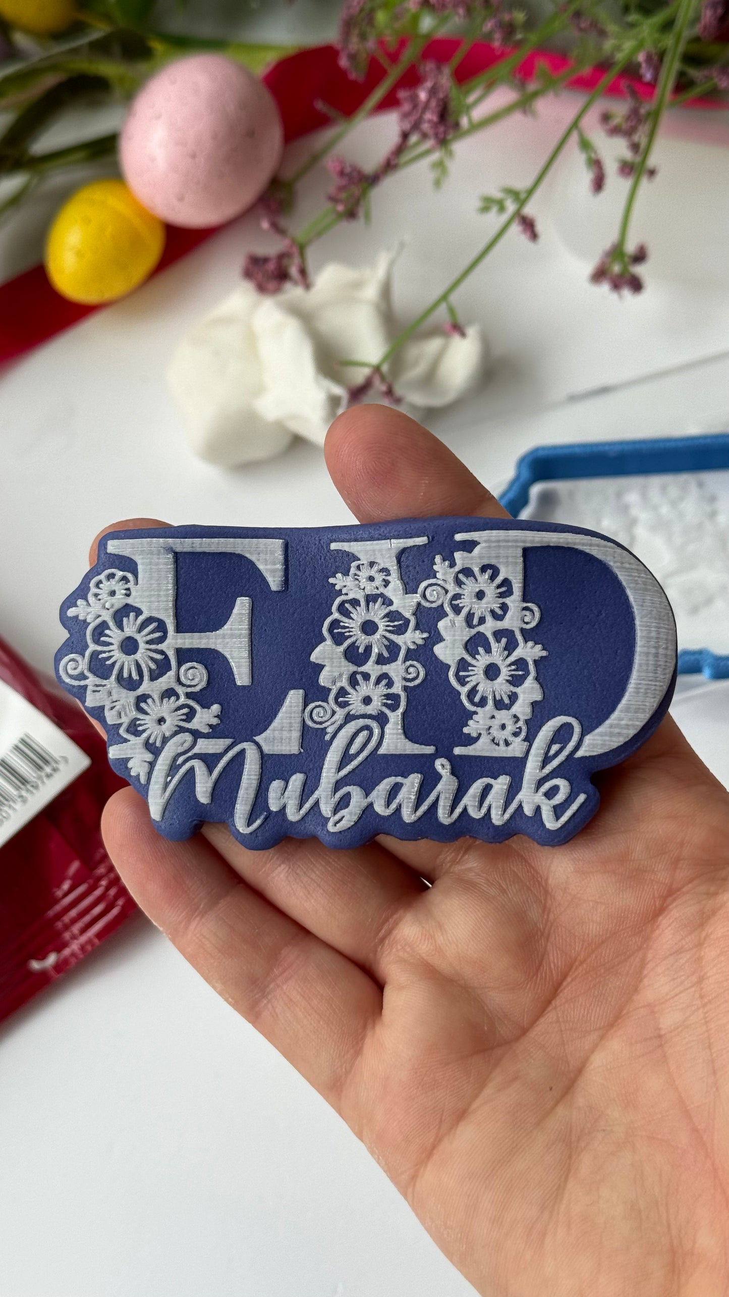 Eid Mubarak flowers Deboss + cutter
