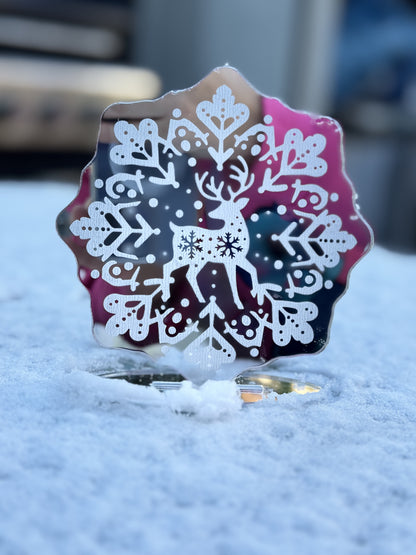 Christmas centrepiece for table - 11 cm high - decoration - snowflake