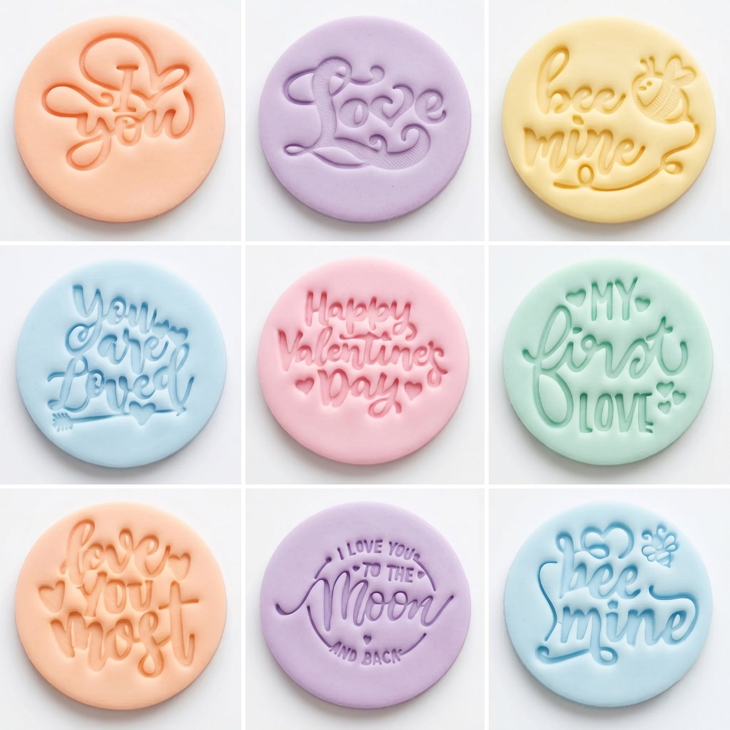 Love valentine Embossing for cupcake and cake - stamps sugar paste - saint Valentine’s theme stamps