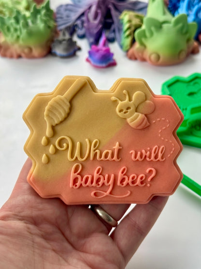 Bee theme - What will baby bee - gender - honey - 3D deboss and cutter