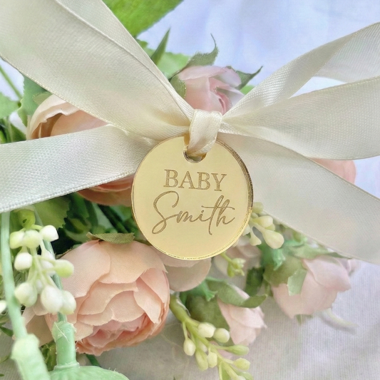 BABY name Personalised gold mirror acrylic tags