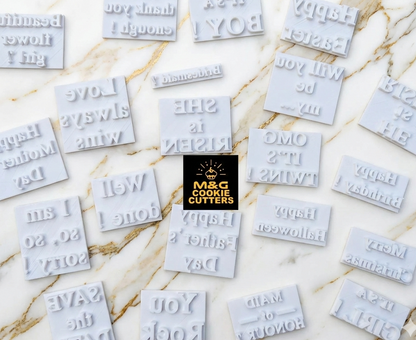 Stamps in Times new roman - Embossing for cupcake