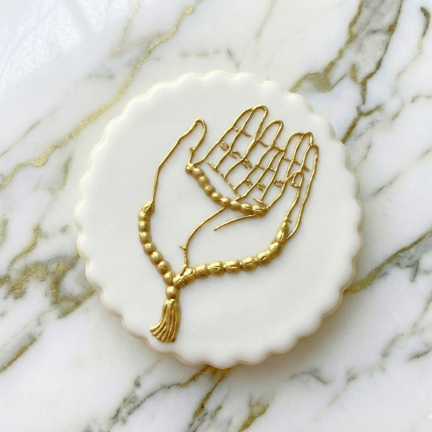 Praying hands with beads - debossing acrylic stamp
