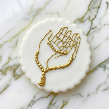 Praying hands with beads - debossing acrylic stamp