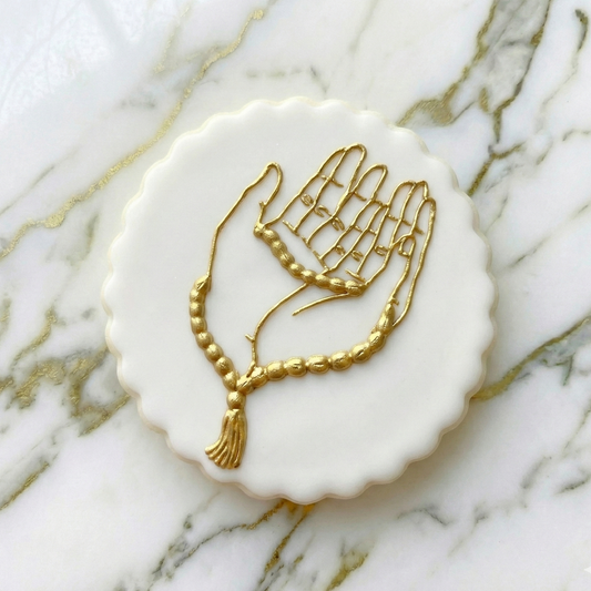 Praying hands with beads - debossing acrylic stamp