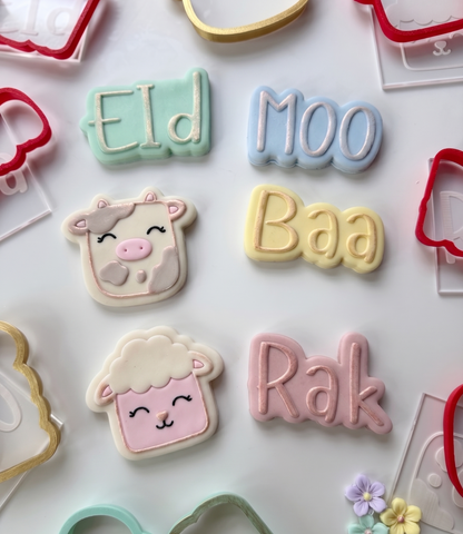 Eid Mubarak - Sheep Cow set - deboss and matching cutter