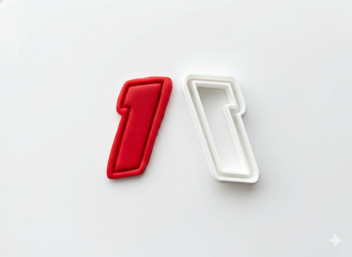 One 1 Racing Number Digit Cookie Cutter