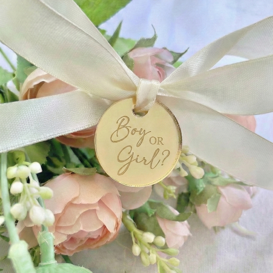 Boy or Girl gold mirror acrylic tags