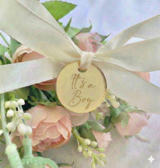 It's a Boy gold mirror acrylic tags