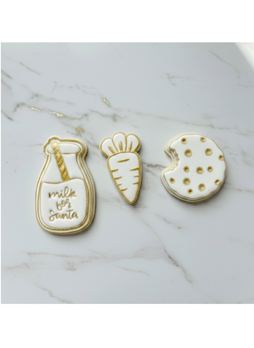 Set of 3 milk - carrot - cookie - stamp + cookie cutters Christmas