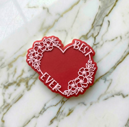 Best Ever Heart with flowers deboss and cutters - MS1013