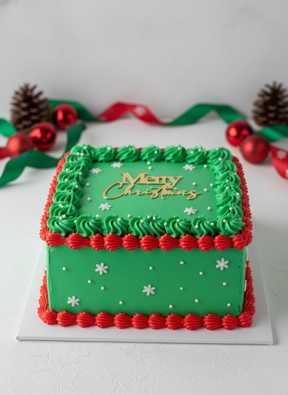 Merry Christmas cake charm in gold mirror acrylic