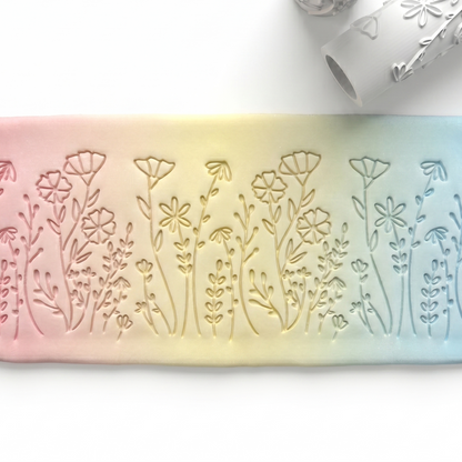 Flowers Textured roller - rolling pin - pattern - 0882_7