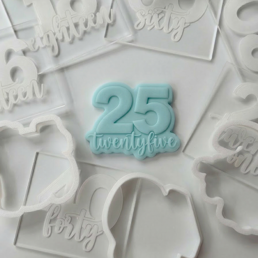 milestone number set age 13-15-25-35-50-65 - deboss + matching cutter