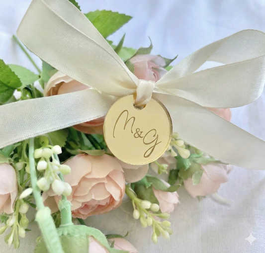 Personalised gold mirror acrylic tags with initials