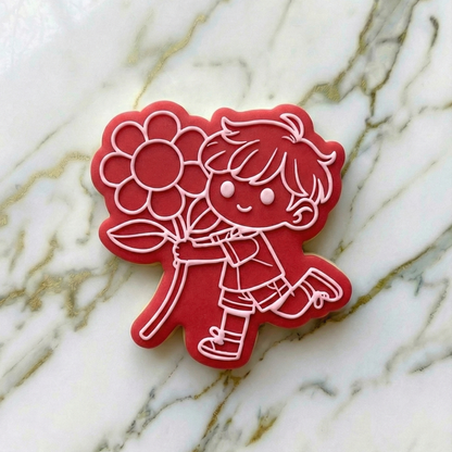 Boy with flowers deboss and cutters - MS1014