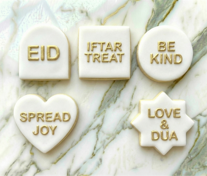 The mini cutters and Eid deboss - 6 shapes cutter and 5 word deboss