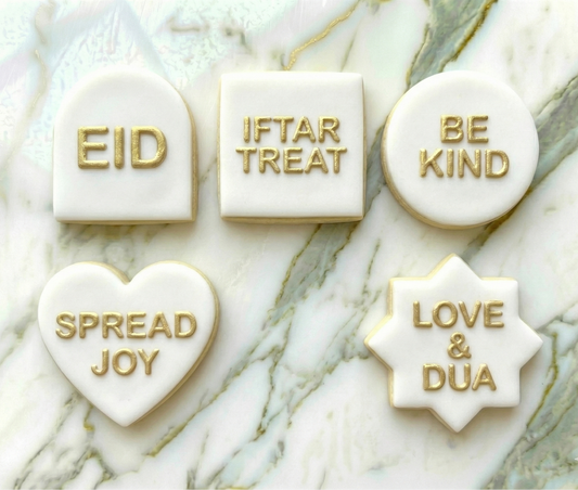 The mini cutters and Eid deboss - 6 shapes cutter and 5 word deboss