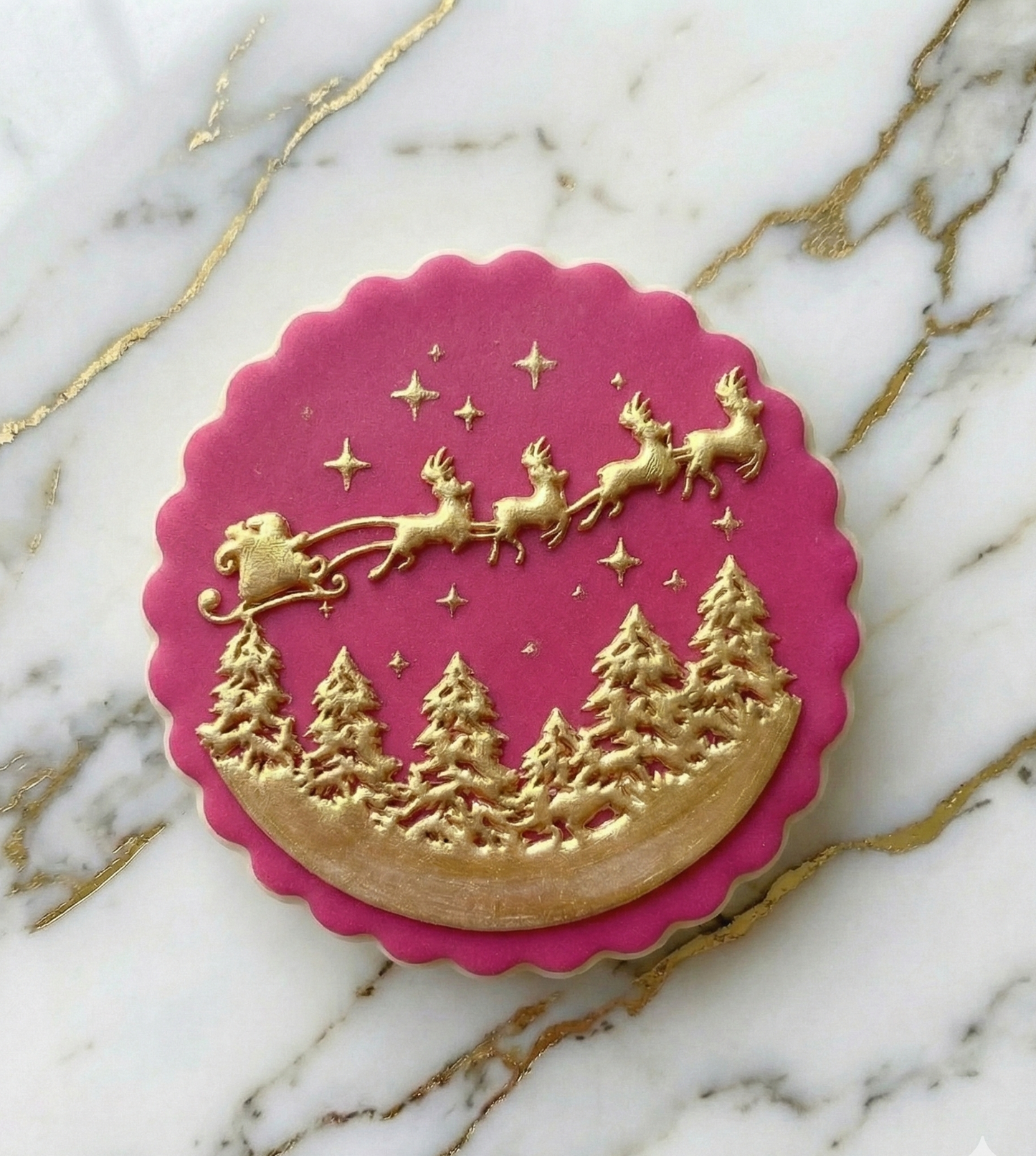 Christmas Santa with sleight circle deboss