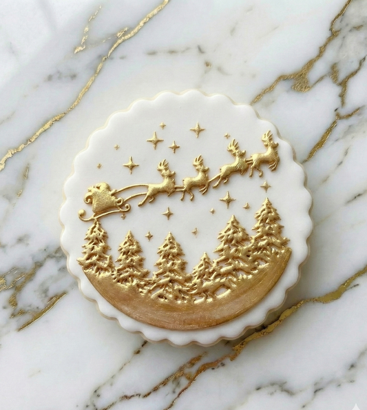 Christmas Santa with sleight circle deboss