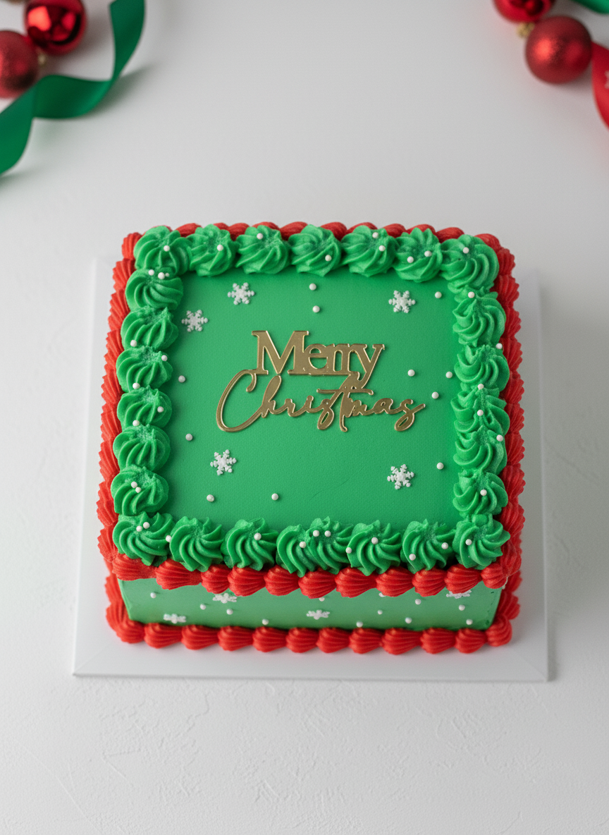 Merry Christmas cake charm in gold mirror acrylic