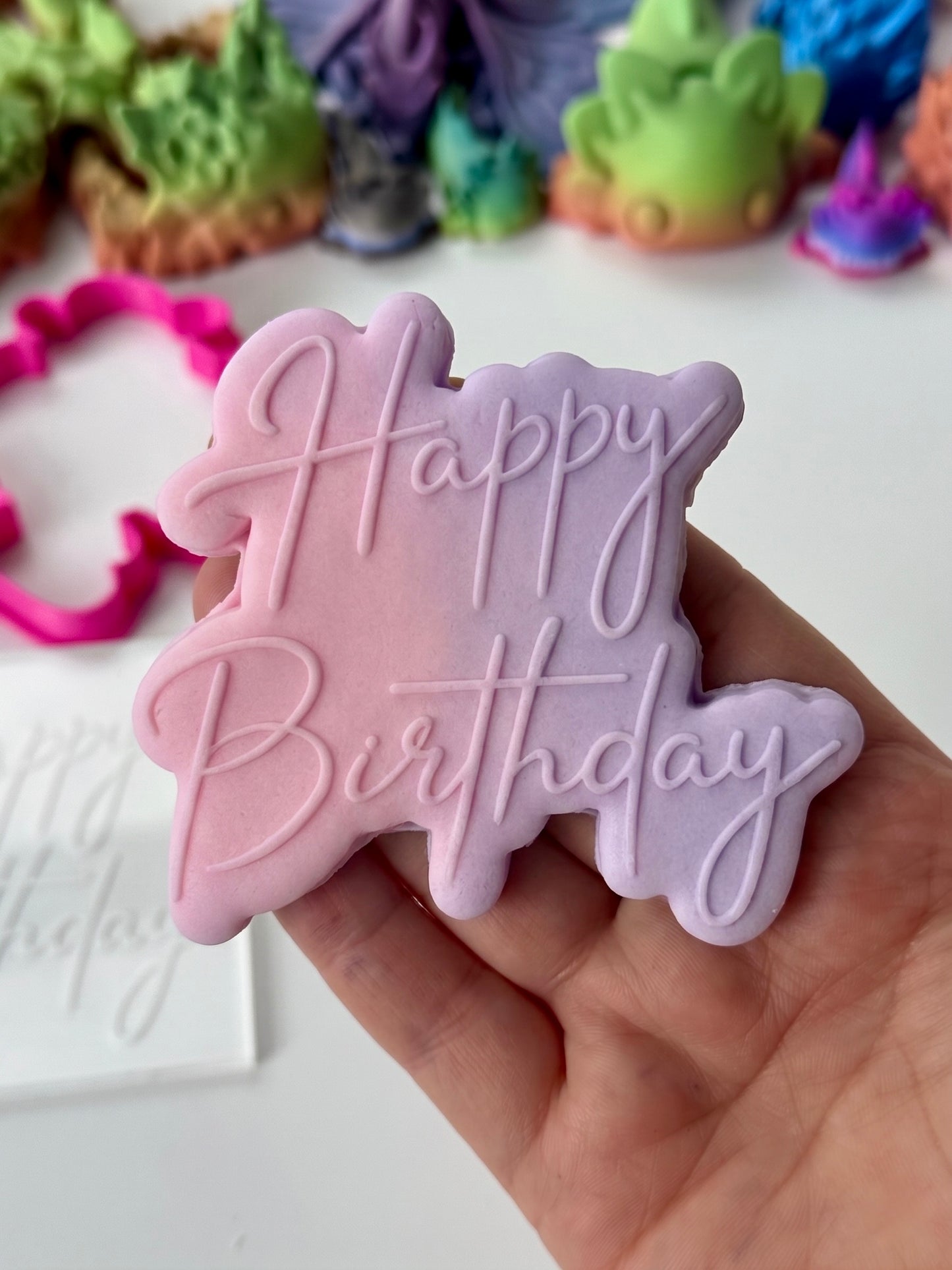 Happy Birthday signature - deboss + matching cutter