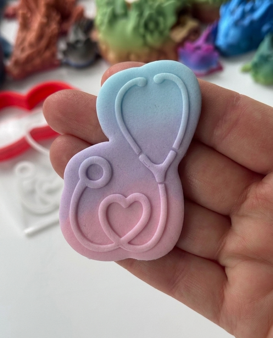 Nurse - Doctors theme Stethoscope Heart deboss + cutter