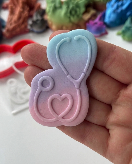 Nurse - Doctors theme Stethoscope Heart deboss + cutter