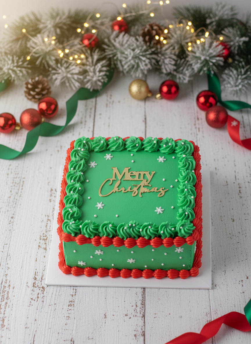 Merry Christmas cake charm in gold mirror acrylic