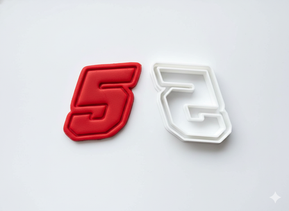 Five 5 Racing Number Cookie cutter