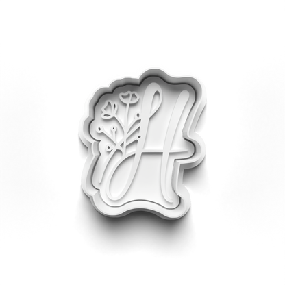 Flower Alphabet cookie cutter + stamp 0815_
