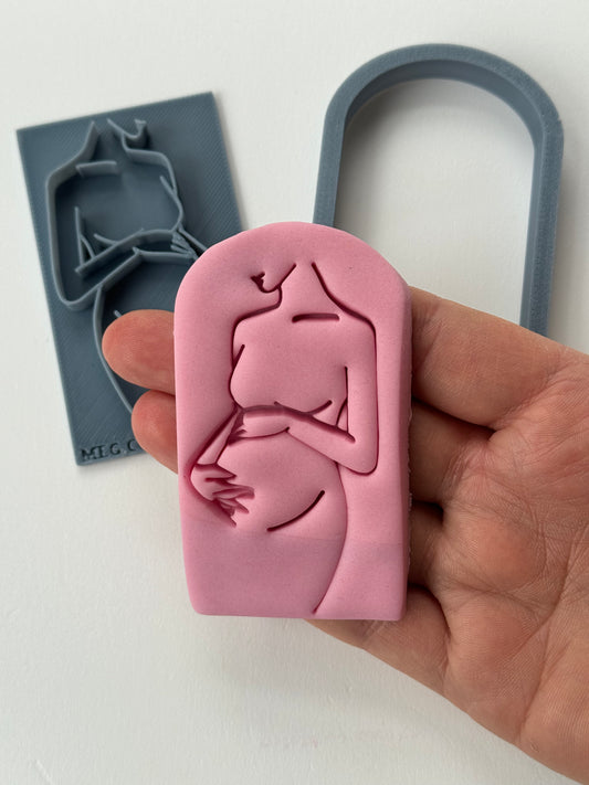 Pregnant woman stamp + matching cutter