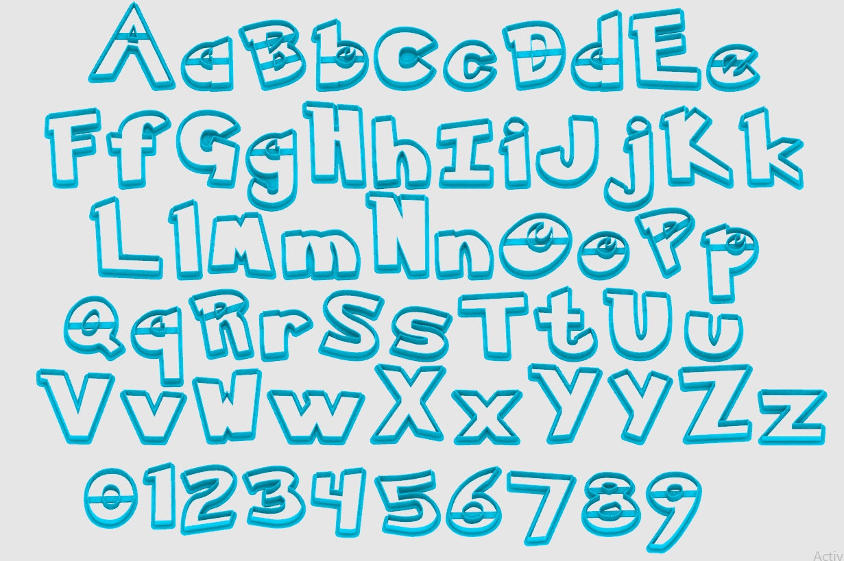 Pokemon alphabet cookie Cutters