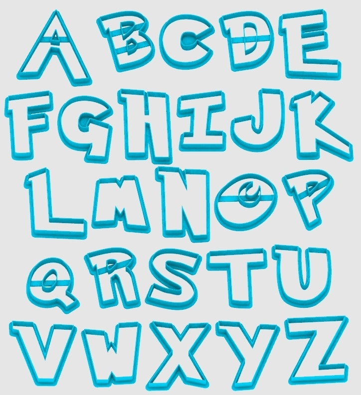 Pokemon alphabet cookie Cutters