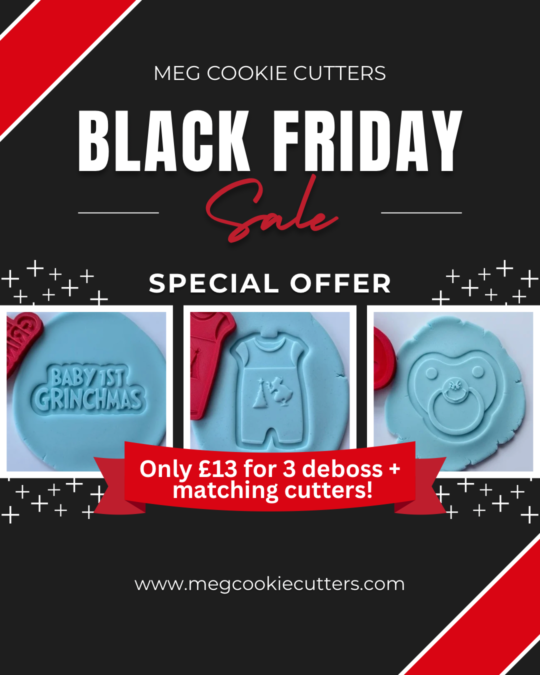 Black Friday BOX 11 - Baby Grinch-inspired Christmas set 3x 3D deboss and matching cutter