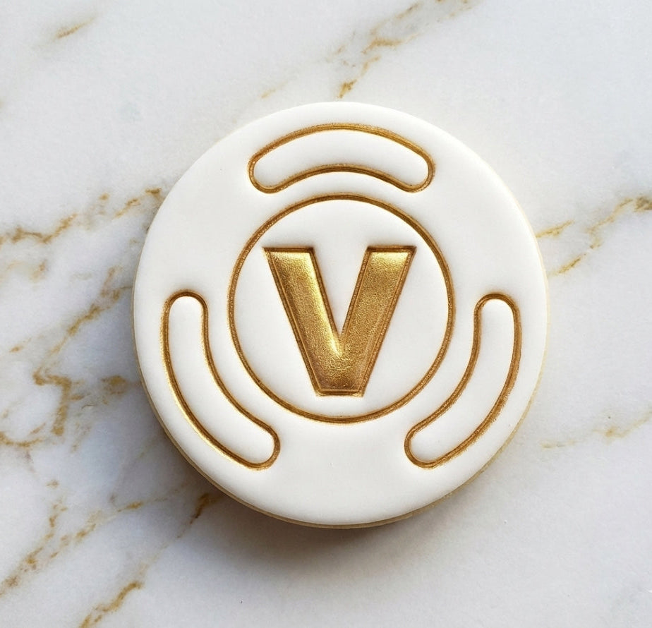 Fortnite-INSPIRED V Bucks Cookie cutter + stamp