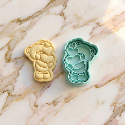 Teddy bear love - valentines - hearts cutter + /stamp