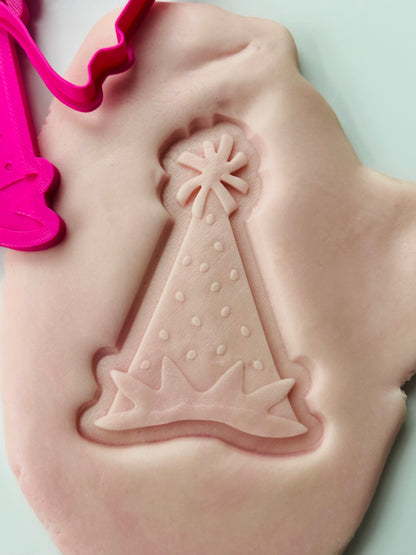 strawberry party hat- 3D deboss and matching cutter