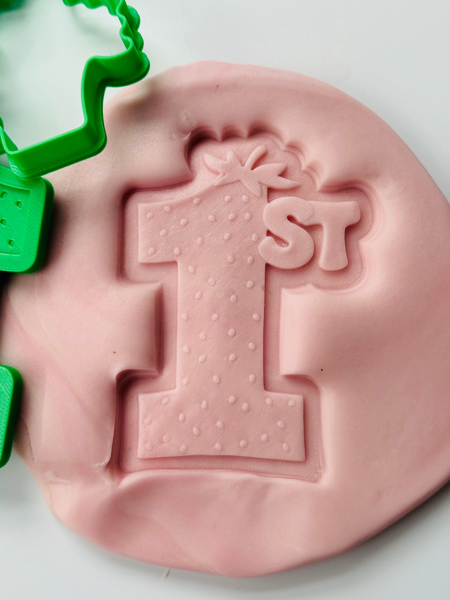 number one - 1St first Birthday strawberry - 3D deboss and matching cutter