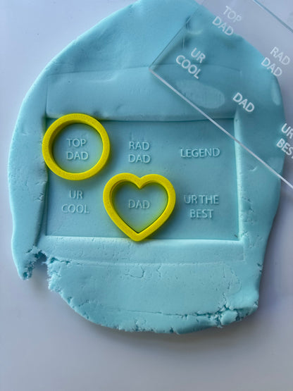 Father's day - writing - Debossing + matching cutter heart and circle