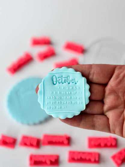Mini calendar deboss for cupcake + 12 stamp months MS1026