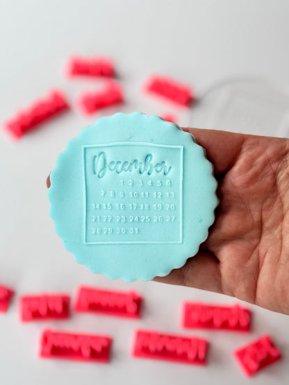 Mini calendar deboss for cupcake + 12 stamp months MS1026