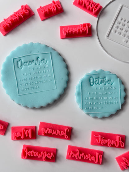 Mini calendar deboss for cupcake + 12 stamp months MS1026