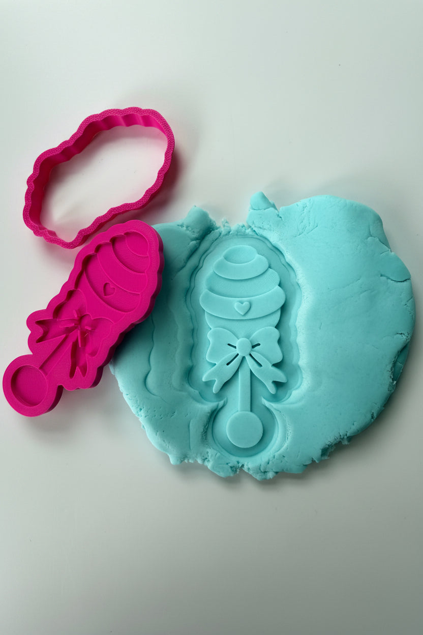 baby rattle 3D deboss + cutter - honey