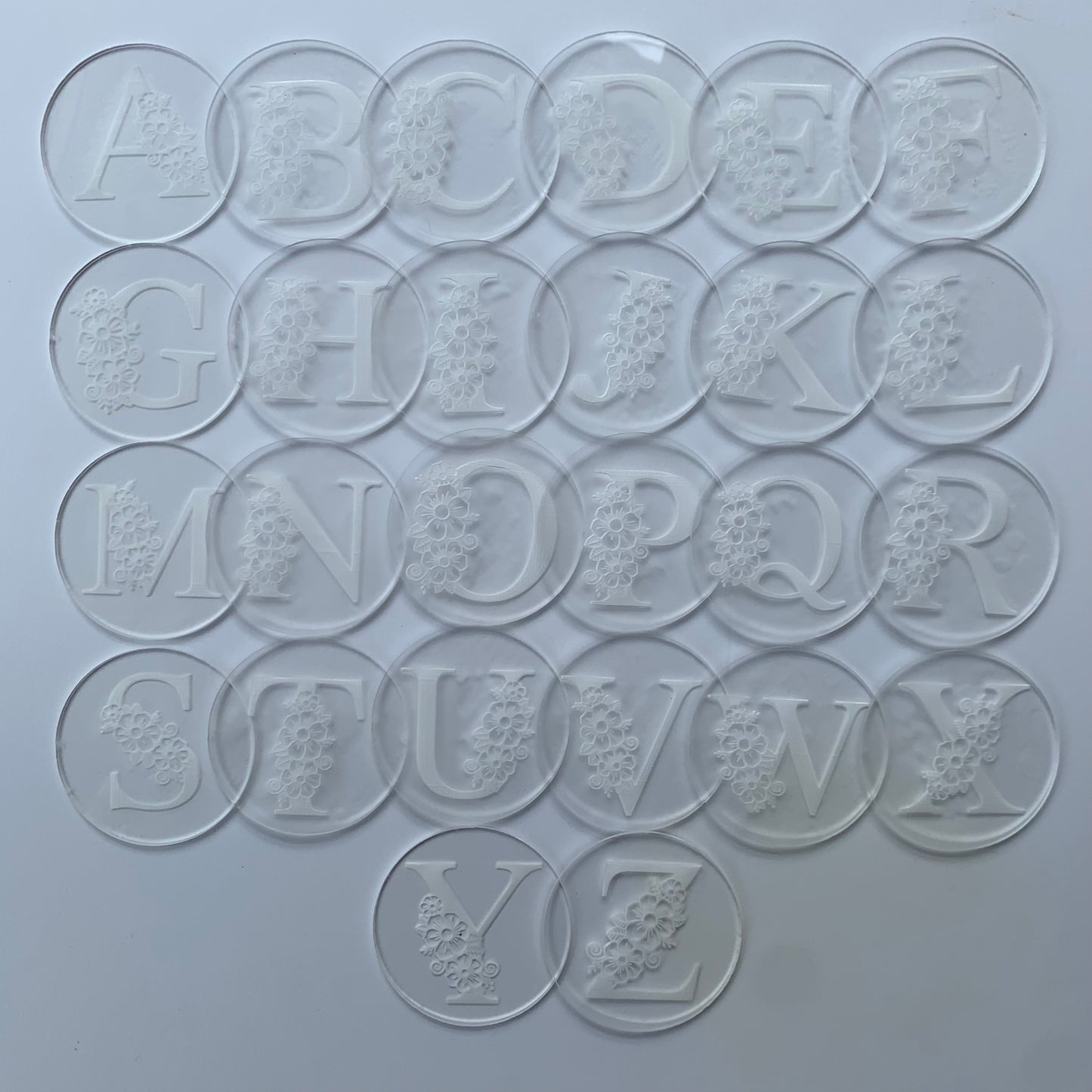 Floral letters Alphabet- Debossing - raising stamp 2022 MEG cookie cutters