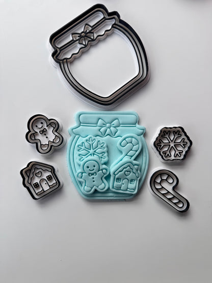 set of Christmas jar cutter and stamps