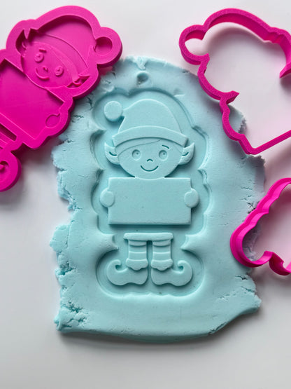 Christmas - Elf plaque  - 3d debossing and matching cutters MS1031