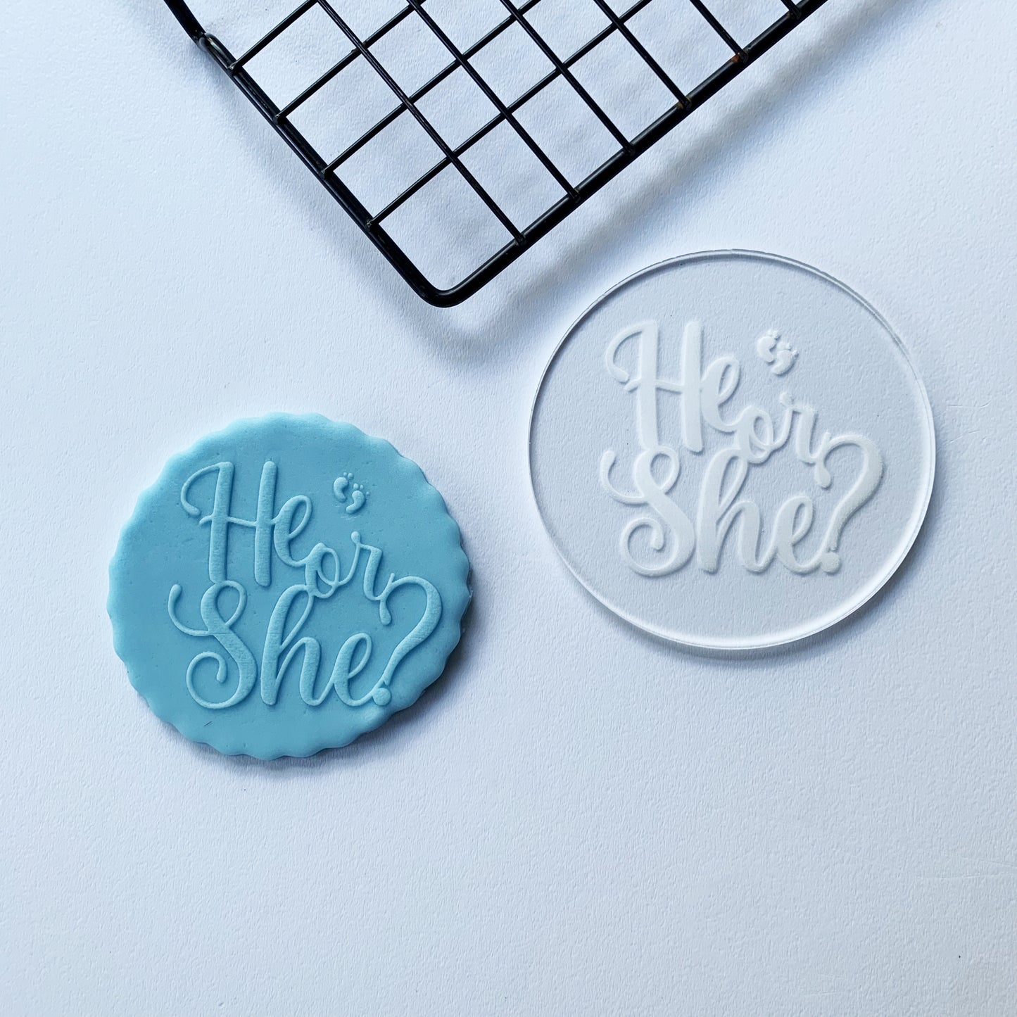 He or She - Baby Shower Debossing MEG cookie cutters